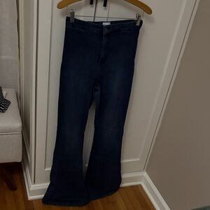 High Rise Dark Wash Wide Leg Women's Jeans